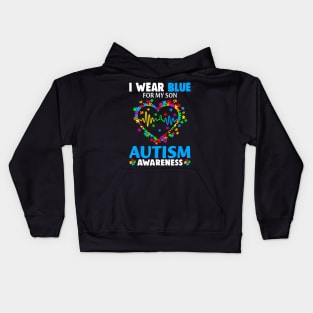 I Wear Blue For My Son Autism Awareness day Mom Dad Parents Kids Hoodie